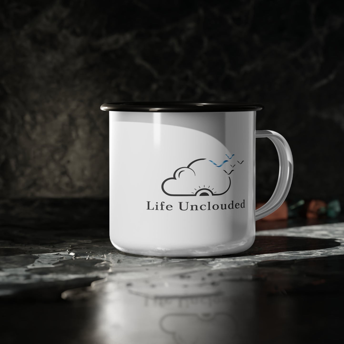 Enamel Camping Cup (White with Black)