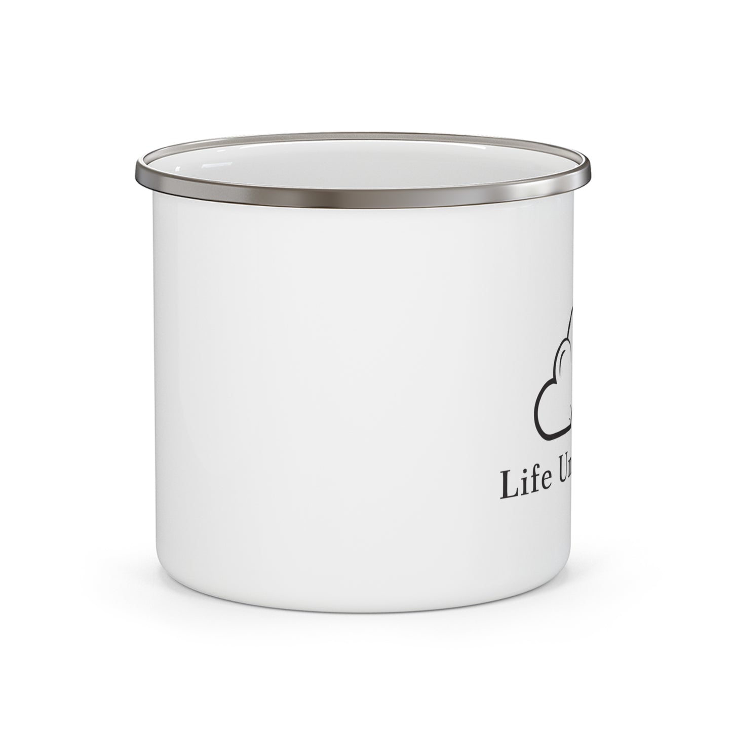 Enamel Camping Mug (White with Silver)
