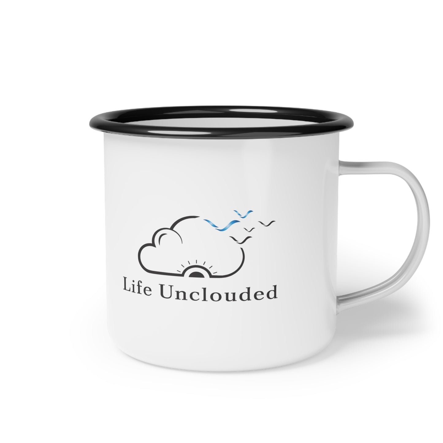 Enamel Camping Cup (White with Black)